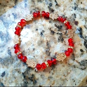 Hamsa red bead protection bracelet